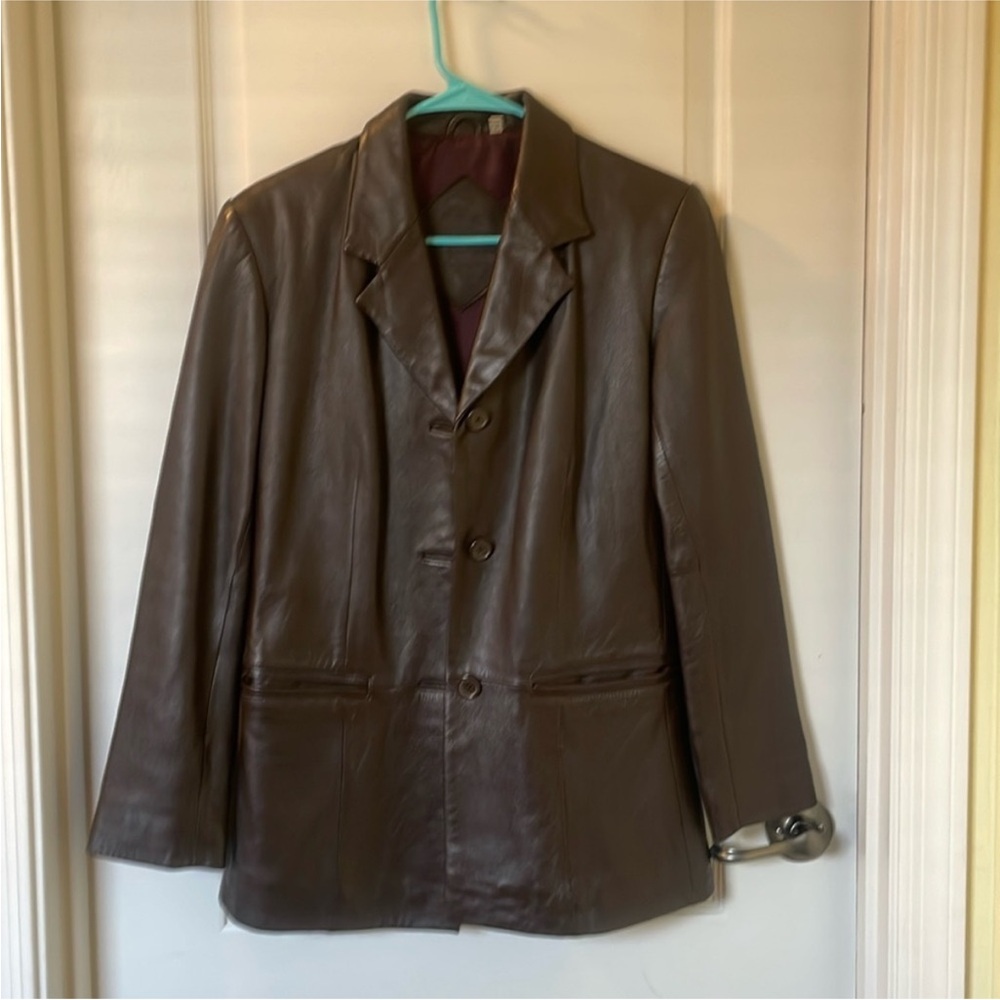 Chocolate brown lamb skin jacket